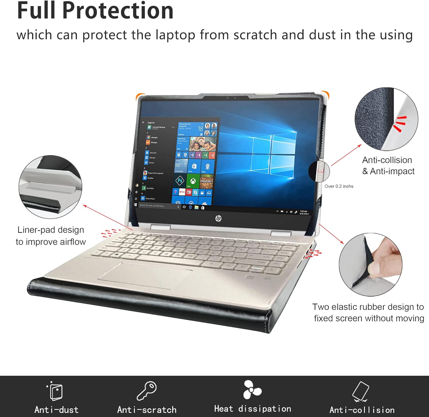Alapmk Protective Case for Lenovo IdeaPad Slim 3 Chromebook Gen 8/Yoga Pro 9i Gen 8 14,Case for HP Chromebook x360 14a-caXXXX 14a-ca0030wm & Vostro 14 3430 3435/Latitude 3445 Chromebook 14",Black