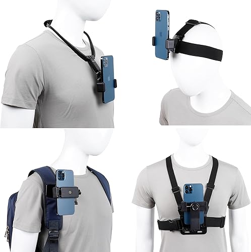 PellKing Teléfono en primera persona perspectiva montaje de disparo, kit de accesorios con montaje en el pechomontaje en la cabezasoporte para el