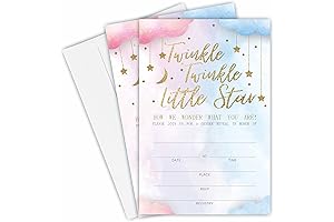Twinkle Twinkle Little Star Baby Shower Invitation Cards with Envelopes for Gender Reveal Parties