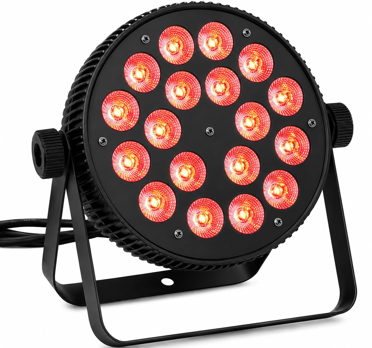 NLIGHTING® PAR LED SLIM RGB-W Faretto Effetti DJ Luci Del Palcoscenico Teatro Discoteca Professionali per Angolo Bar DMX 4in1 Full Color 18x12W Corpo in Metallo