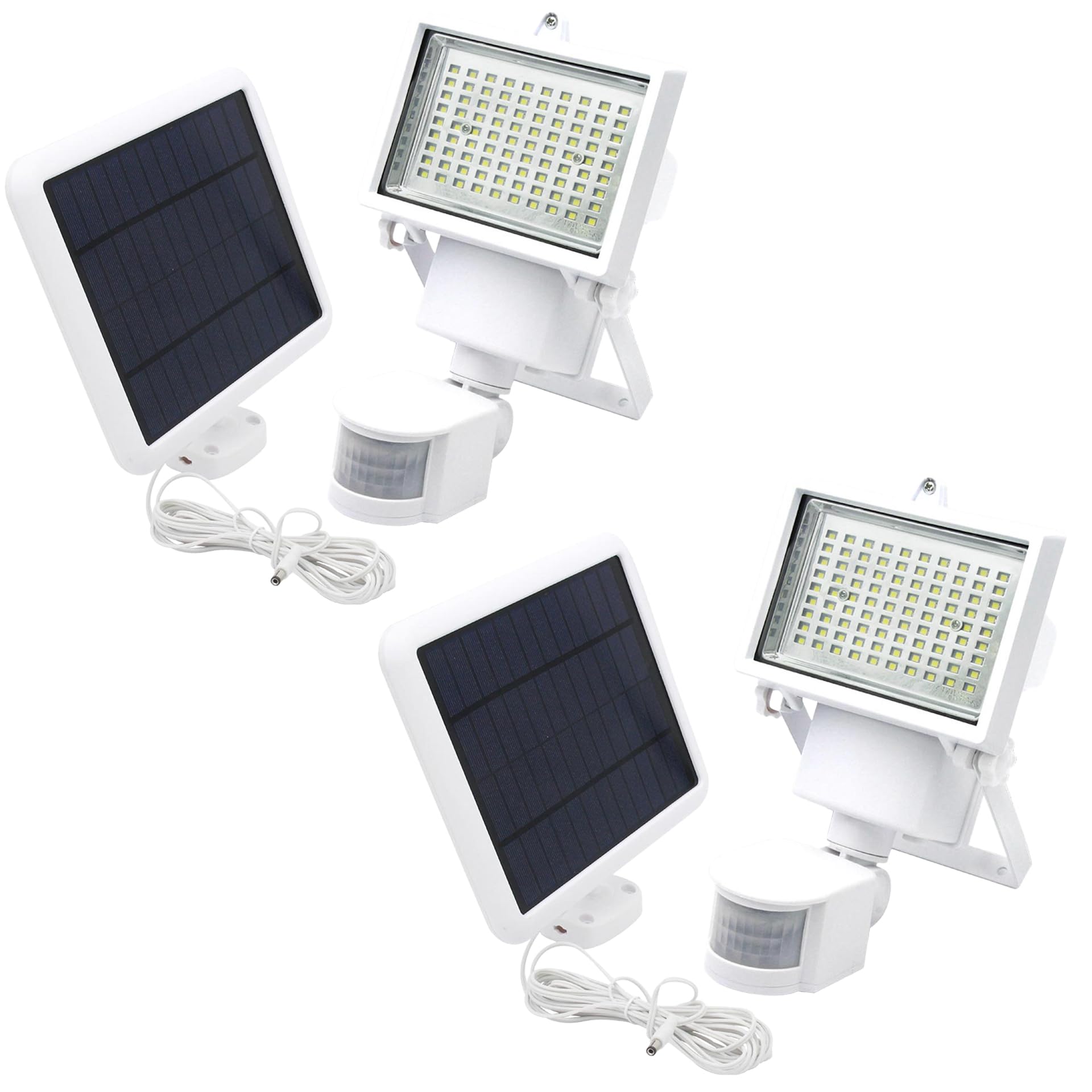 Lumisky Lot de 2 projecteurs solaires blanc éclairage puissant panneau solaire déporté LED blanc COOPER WHITE H22cm avec détecteur de mouvement orientable