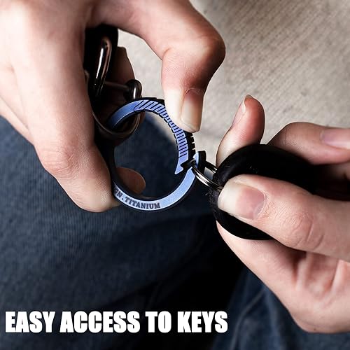 Miniatura 4 de FEGVE Carabiner Keychain Clip with 2 Key Rings, Titanium Quick Release Keychain Small Carabiner Clip for Keys