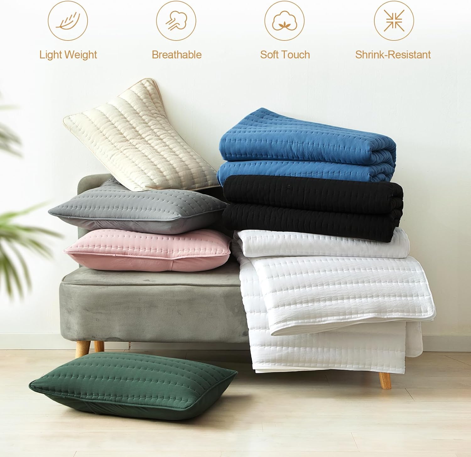 White Queen Size Quilt Bedding Set, Reversible Lightweight Bed Spreads Oversized Queen Quilted Bedspread for All Seasons, Soft Washable, 3 Pieces, 1 Quilt (90x96 in) & 2 Pillow Shams (20x26 in) - Image 6