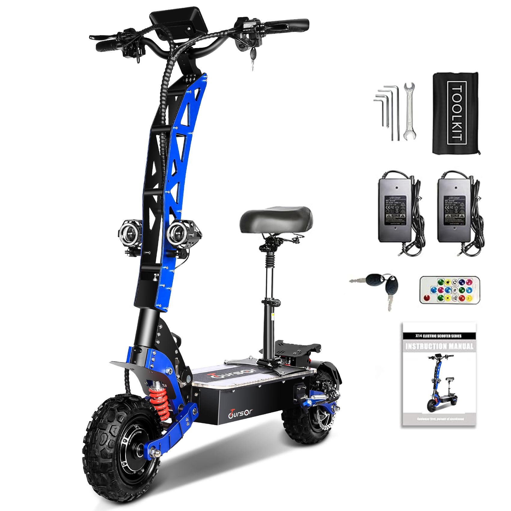 11 inch Beach Off-Road Electric Scooter Front and Rear Drive 6000W60V40AH Lithium Battery high-Power Electric Scooter Intelligent Folding