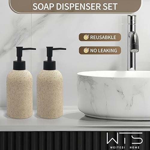 Miniatura 3 de Dispensador de jabón de manos para encimera de baño y cocina, juego de dispensadores de jabón y loción de resina de 10 onzas con bomba de plástico a