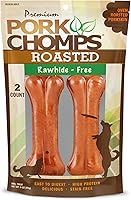 Pork Chomps 4.5 Inch Roasted Pork Skin Dog Chews - Rawhide Free, 99.9% Digestible Bones for Small & Medium Dogs, 2 Pack