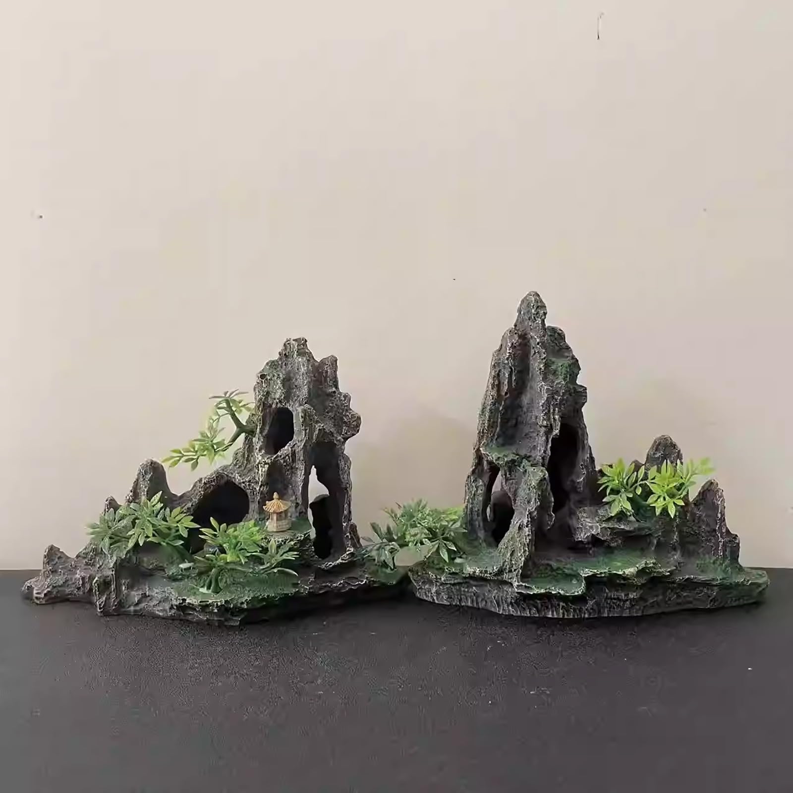 Decorazione per acquario, decorazione ciotola per pesci, facile da installare, mini parete di roccia per Betta, ciclidi, nascondiglio, grotta, nascondiglio per granchi (26 cm)