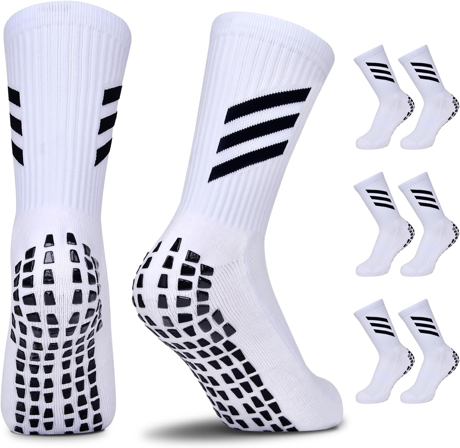 Kids Grip Socks Football Socks Boys Girls, Breathable Grip Socks Junior Anti-slip Athletic Sock for Kids AntiSkid Rubber Pads Sports Sock for Basketball Rugby Tennis Ages 6~12