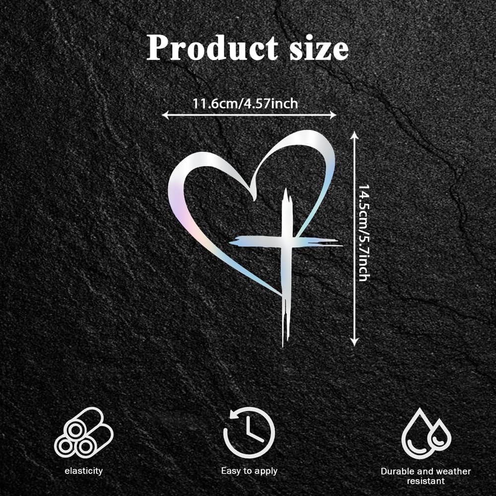 Love Cross Sticker Decal, Faith Hope Love Heart Cross Stickers Car Bumper Decals, Vinyl Decoration Stickers for Car Window Wall Laptop Notebook, Car Accessories (Gradient / 8.7" x 6")