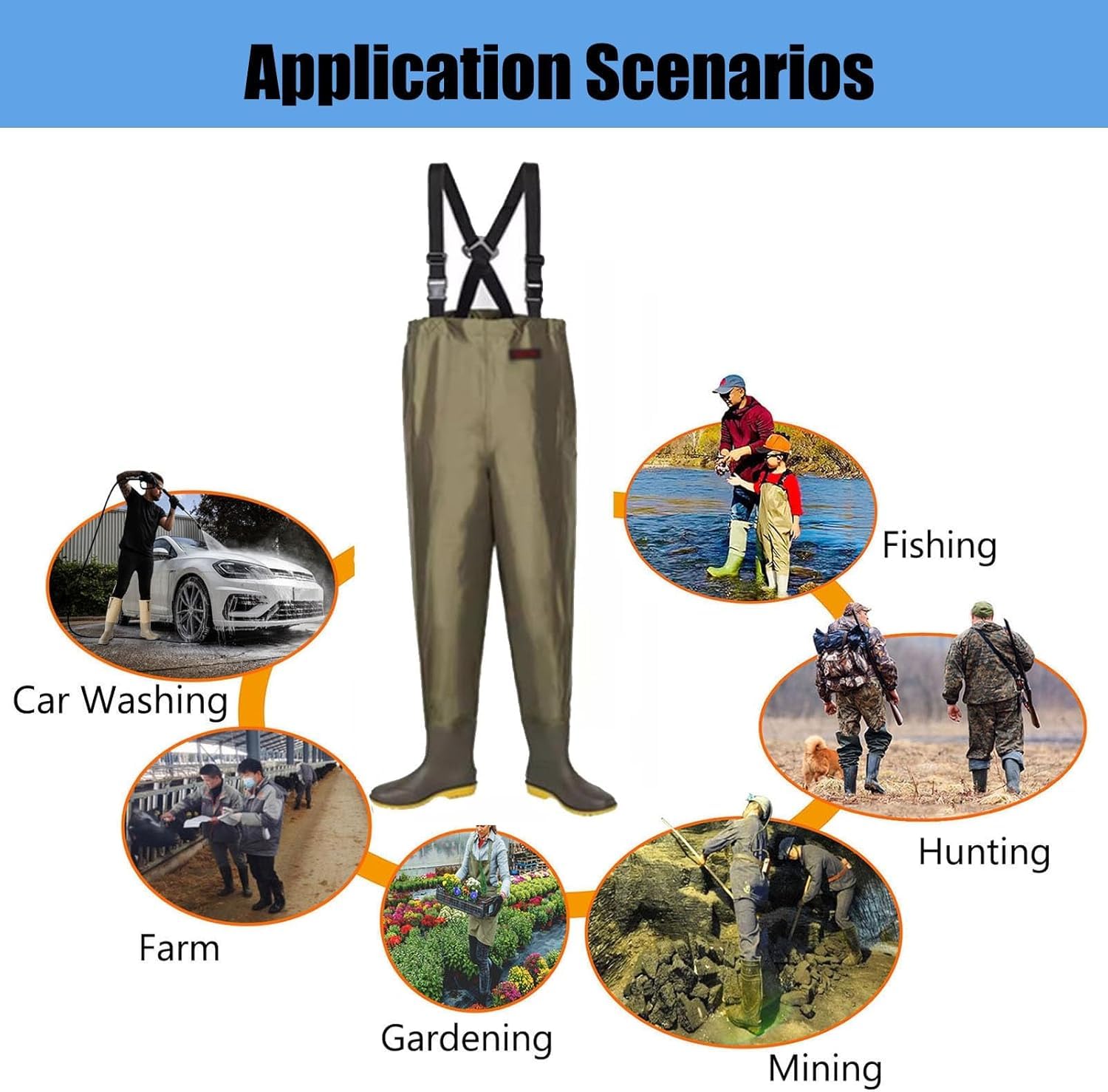 Waders con Bretelle Regolabili, Waders da Caccia e Pesca for Uomo e Donna con Stivali, Waders Impermeabili con Stivaletti(6)