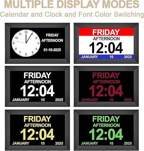 Miniatura 5 de Bgift Reloj despertador digital de 10.1 pulgadas con fecha y día de la semana para personas mayores, 12 alarmas, 20 recordatorios, calendario