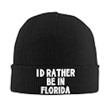 Haebfsl I'd Rather Be in Florida Cuffed Beanie Warm Winter Hats Skull Knit Cap Fashion Ski Hat for Men and Women,Black