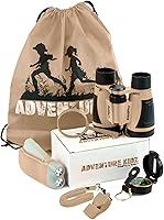 Vista 12 de Adventure Kidz - Kit de exploración al aire libre, binoculares de juguete para niños con estuche, linterna, brújula, silbato de zorro, lupa