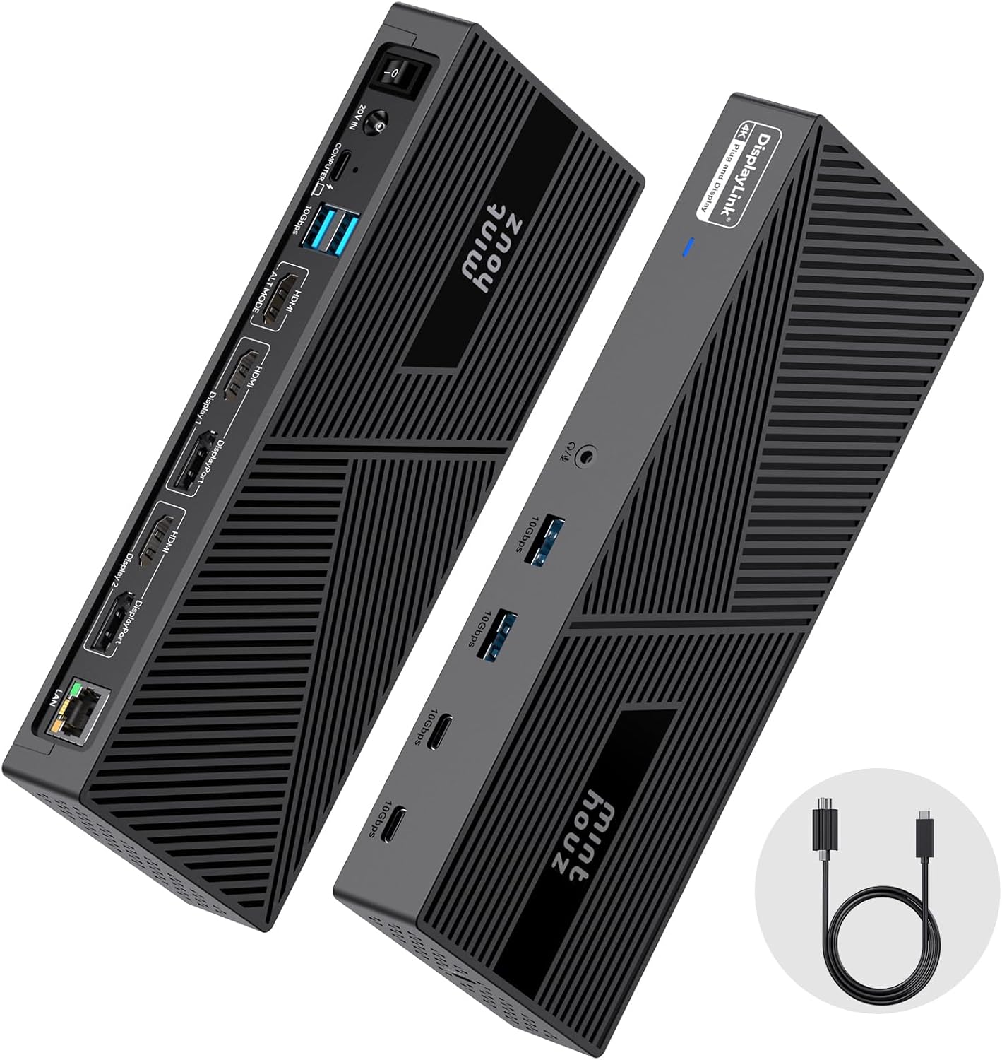 Minthouz DisplayLink Docking Station, 14-in-1 USB C Dock for MacBook M1-M5, MacBook Neo & Windows, Triple 4K@60Hz Monitors, 100W PD Charging, 3HDMI 2DP, Gigabit Ethernet