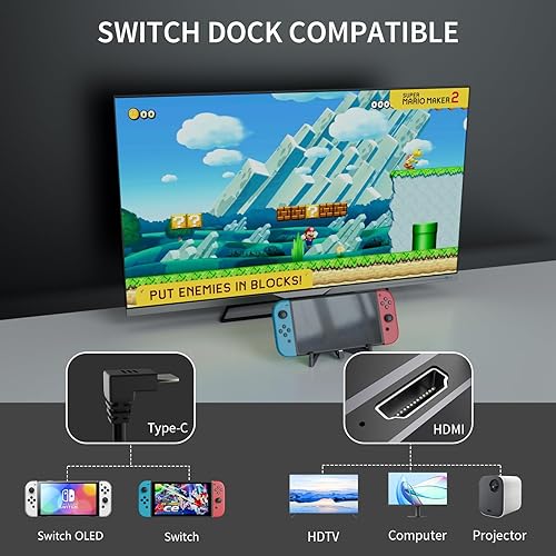 Miniatura 6 de Electight Estación de acoplamiento de TV para Nintendo SwitchSwitch OLED, base de interruptor de aluminio mejorada, salida HDMI 4K, base de carga