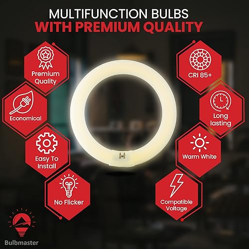 Miniatura 3 de BULBMASTER FC12T9D - Bombilla circular fluorescente redonda T9 de 32 vatios de 12 pulgadas, luz diurna 6500K, FC12T9 1930 lúmenes G10Q base de 4