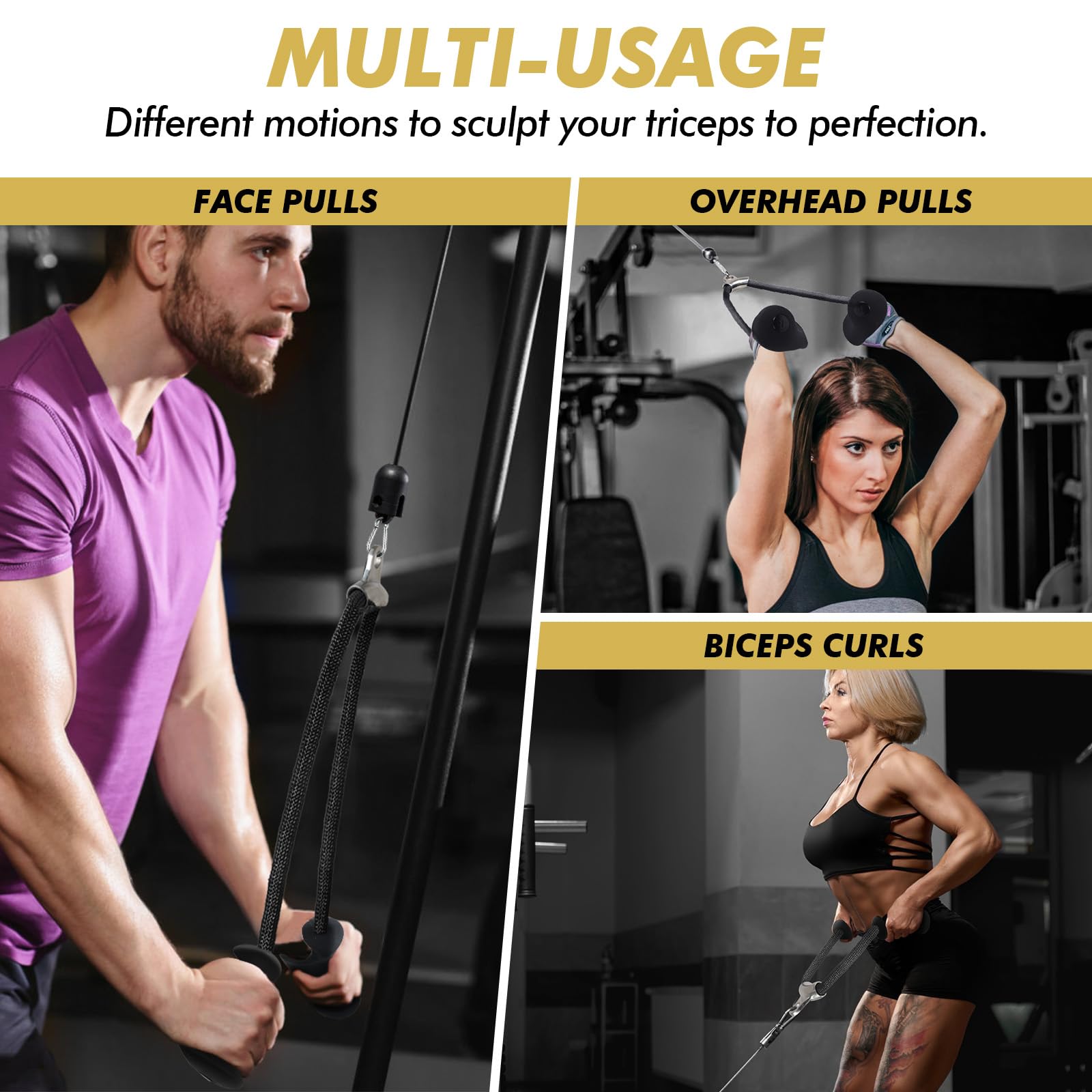 KIKIGOAL Ergonomic Triceps Pull Down Rope with Non-Slip Handles,Forearm Trainer Fitness Ropes Arm Strength Training for Triceps Exercises Bicep Curls - Image 2
