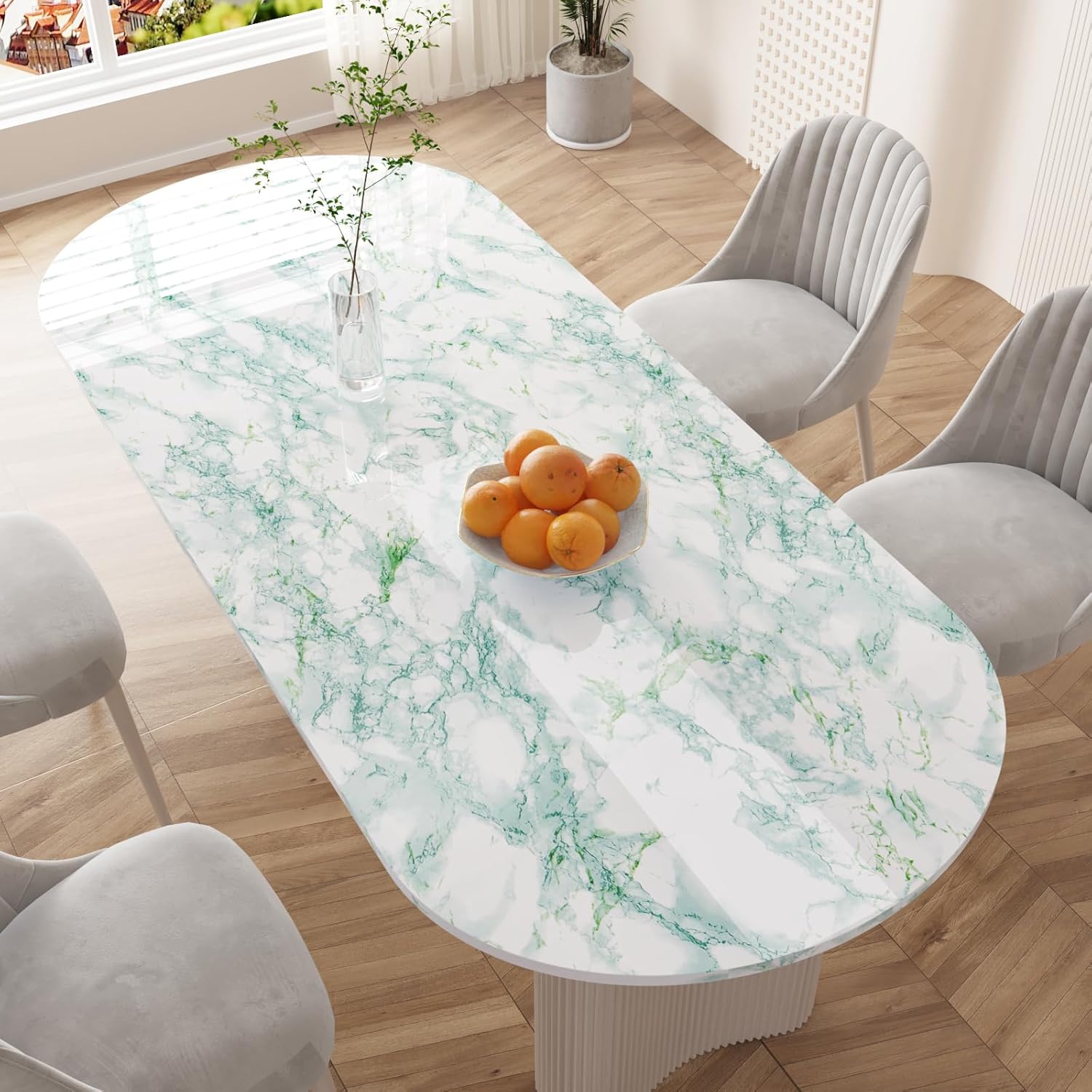 CRE8TIVE Large Size Green Marble Contact Paper 24"x354" Marble Wallpaper Peel and Stick Waterproof Self Adhesive Removable Wall Covering Glossy Decorative Vinyl Roll for Kitchen Countertops Cabinets