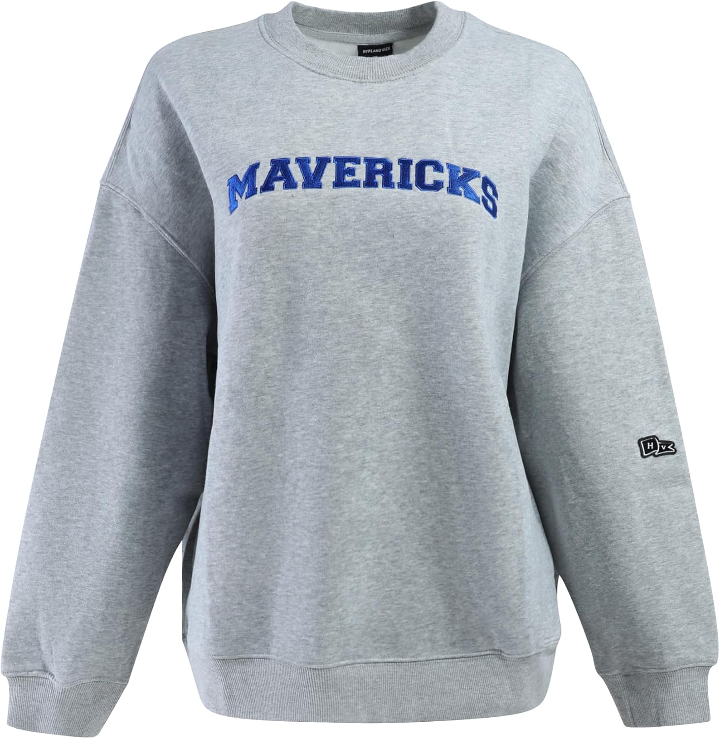 Hype & Vice Women's NBA Officially Licensed Dallas Mavericks Offside Crewneck Sweatshirt Pullover - Grey, XXL - Image 4