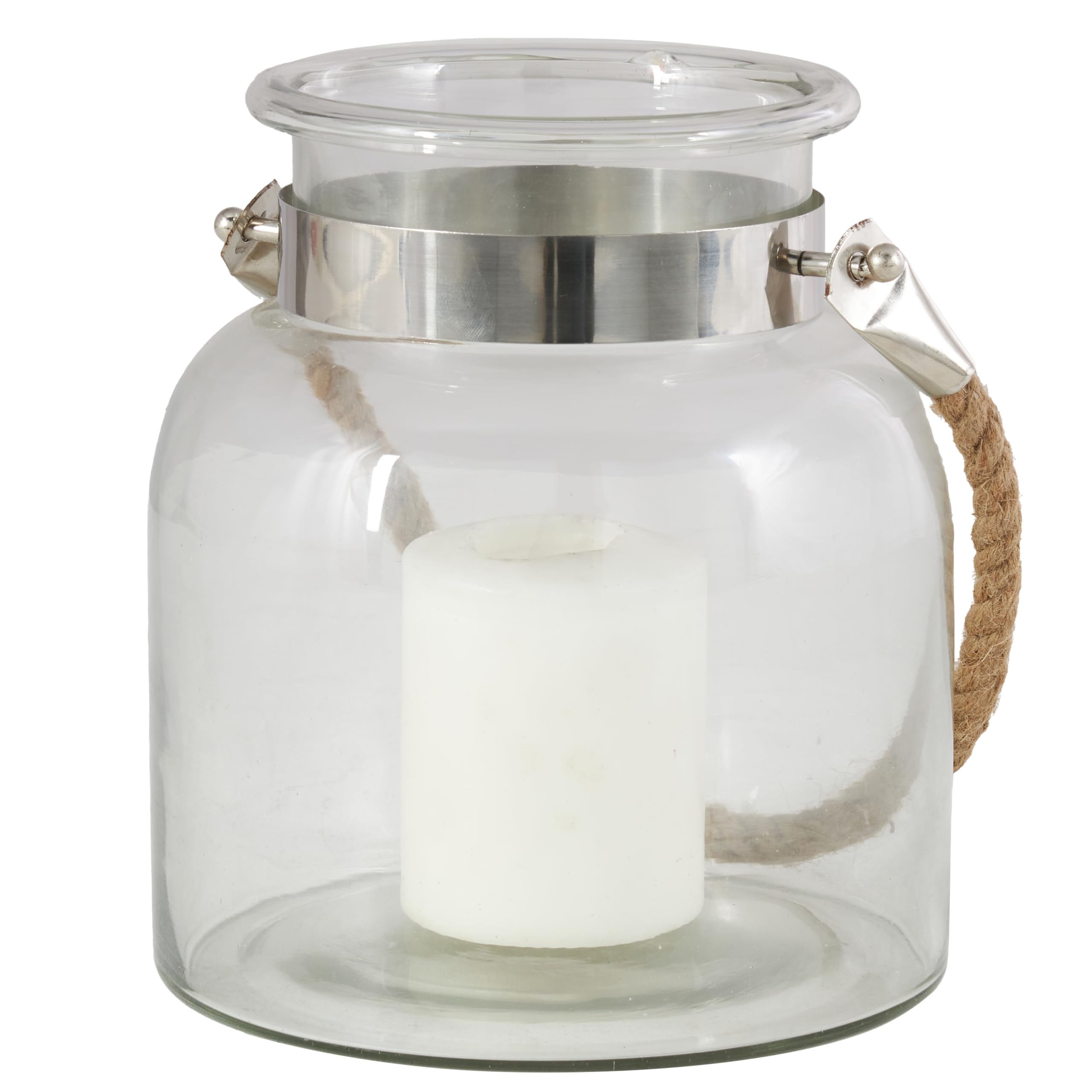 Deco 79 Candle Lantern, Glass Metal, S Size