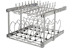 Rev-A-Shelf 448-18CR-31C 18-Inch Chrome Plated Pullout Cookware Cabinet Organizer with Soft Close