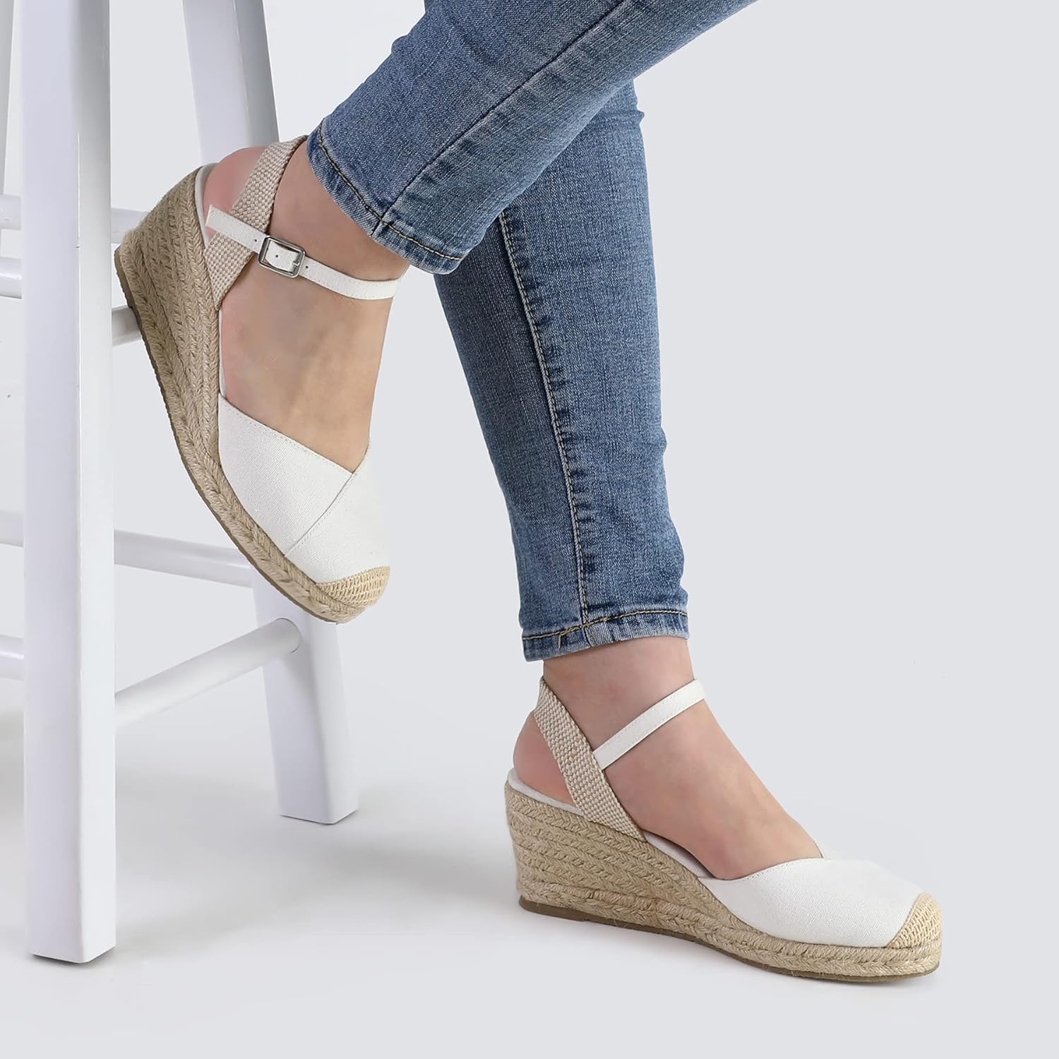 Women's Closed Toe Platform Sandals Summer Buckle Ankle Strap Espadrilles Wedge Sandals - Image 6