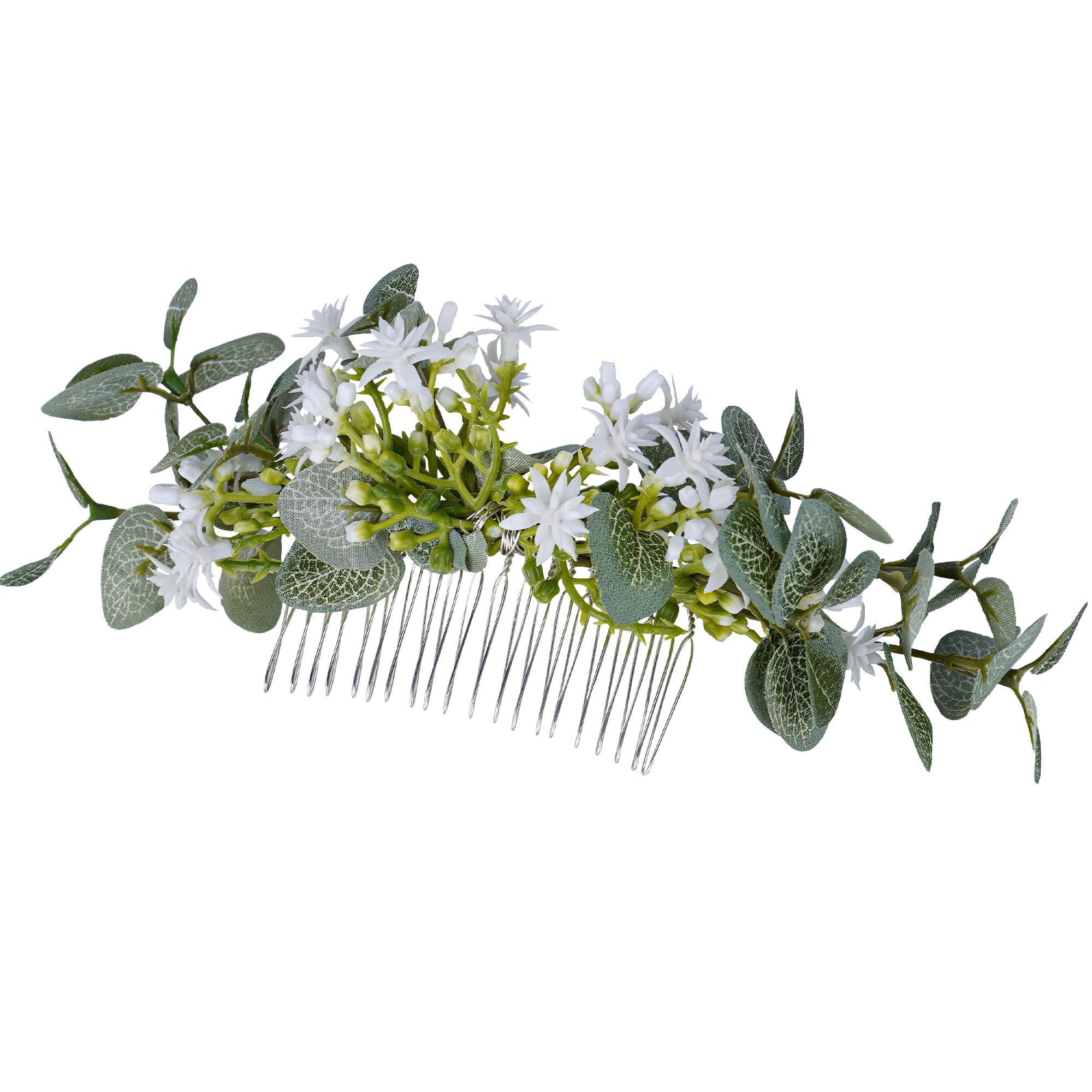PartyforU Handmade Green Flower Hair Combs for Women Woodland Floral Combs for Boho Hair Combs for Wedding Bridal Shower Maternity Shoot Bachelorette Party Engagement
