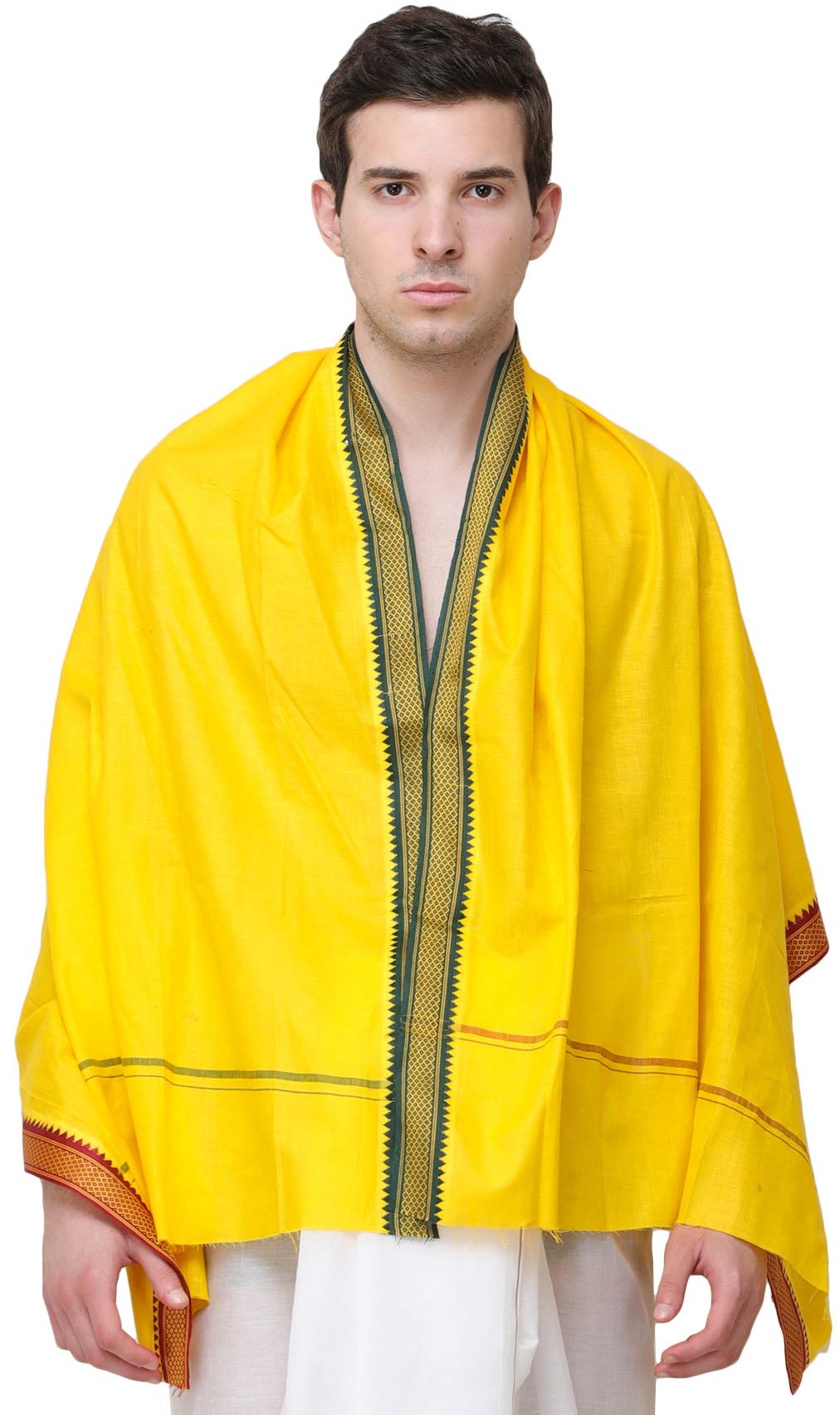 Exotic India Plain Angavastram with Zari-Woven Border - Color Spicy OrangeGarment Size Free Size (B07RG5TVMT) Amazon Price History, Amazon Price Tracker