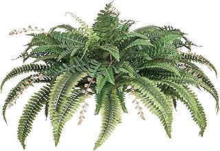 VEVOR Artificial Ferns, Natural Spread Diameter 41 Inch, Large Hanging Fake Boston Ferns, Sunlight Resistant Fake Plant Wall Decor with 80 Branches and Flowerpot, Faux Fern for Home Office Outdoor