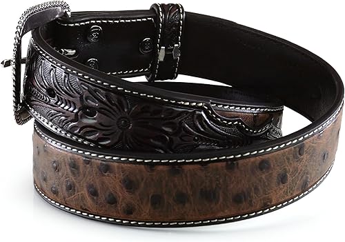 Miniatura 4 de ARIAT Cinturón de cuero con estampado de avestruz para hombre