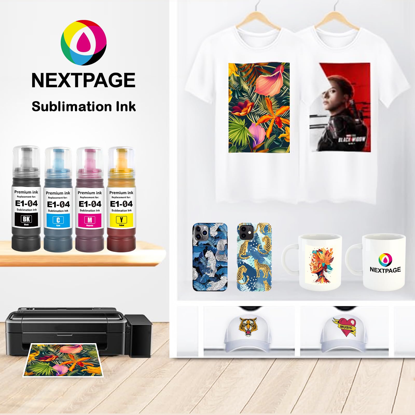 Nextpage 104 inchiostri a sublimazione multipack compatibili con Epson EcoTank ET-1810/ET-2710/ET‑2711/ET-2712/ET-2714/ET-2715/ET-2720/ET-2721/ET-2726/ET-2810/ET-2811/ET-281/ET-281/ET-281/ET-281/ET