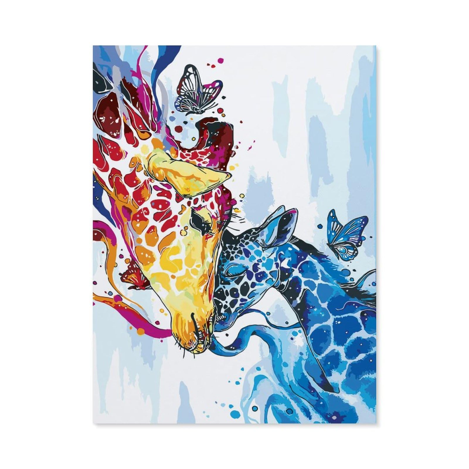 Paint by Numbers，Colorful Giraffe Family Butterfly Animals，DIY Paint by Numbers Kits for Adults Kids on Canvas with Brushes and Acrylic Pigment Oil Painting Kits Home Decor Gift(50x60cm) -D77