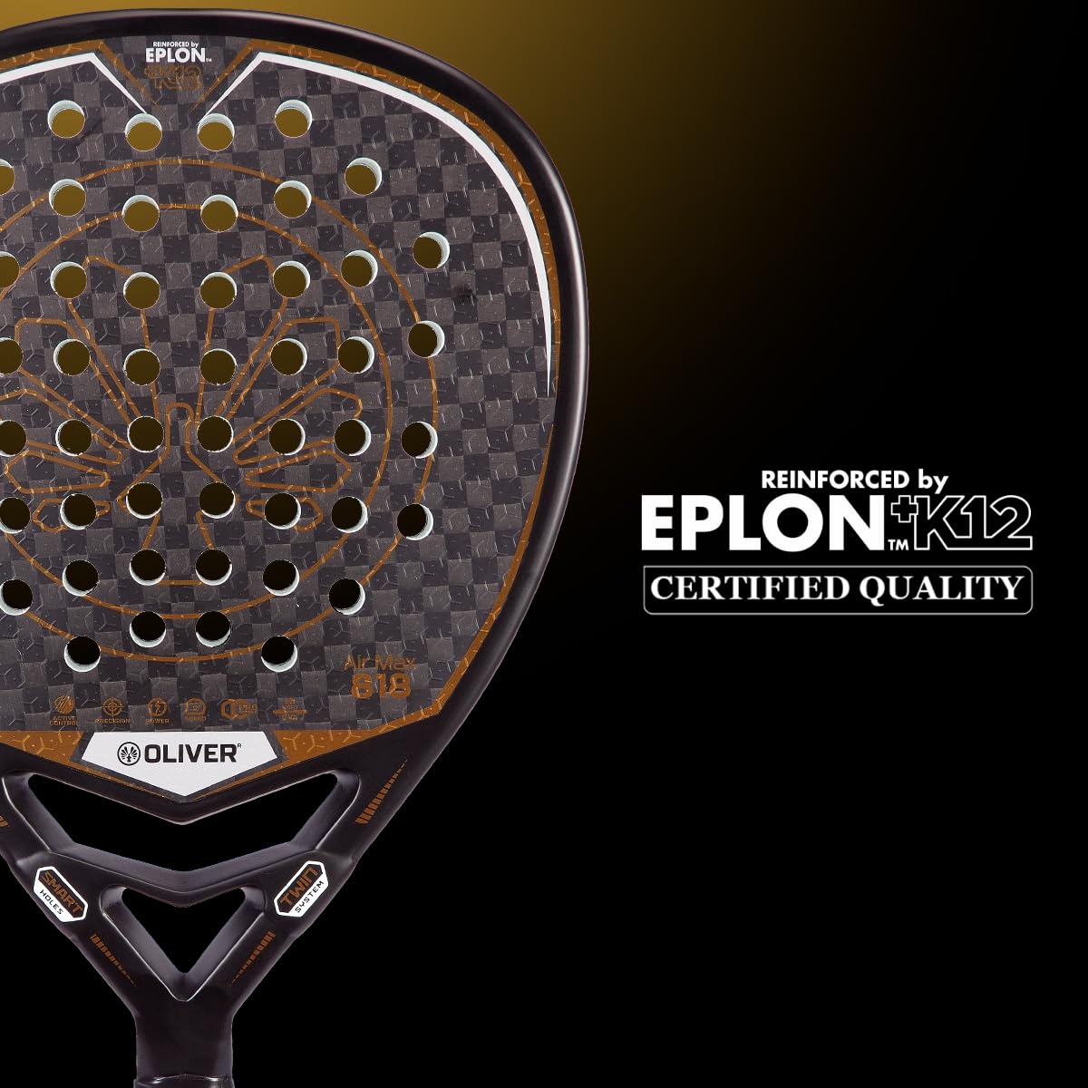 Oliver Padel Schläger Air Max 818 für fortgeschrittene Spieler - Woven EPOLON-K12 - Eva Soft - Diamant Form - 350 g - Padel Tennis Schläger