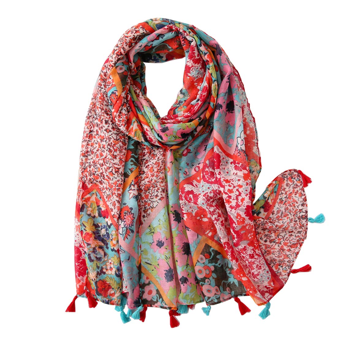 FAIRYGATE Scarf for Women Lightweight Floral Flower Scarves for Spring Summer Autumn Winter Shawl Wrap, 0231, L
