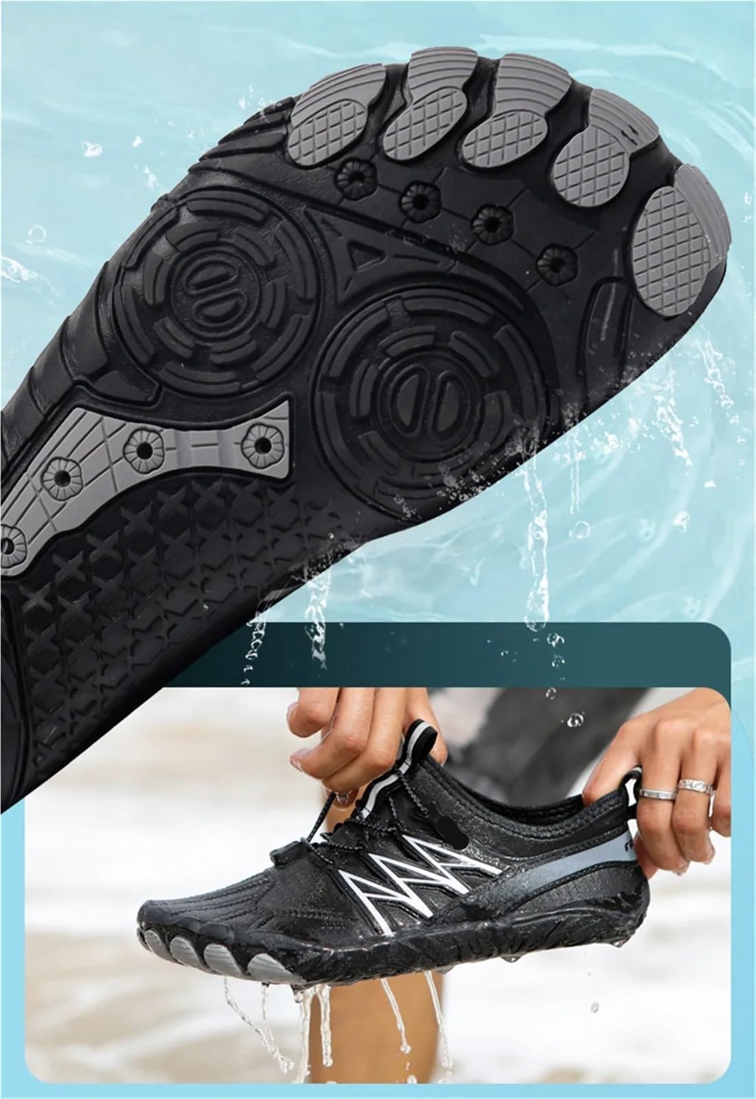 Zapatos de Agua de Secado rápido, Zapatos de Agua Descalzos for Hombres, Zapatillas de Playa Antideslizantes for Mujeres, Zapatillas Deportivas de Verano para Hacer Deporte(Black,46)
