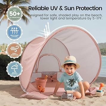 Tiny Land Baby Beach Tent, Pop Up Baby Tent with UPF 50+ Sun Protection