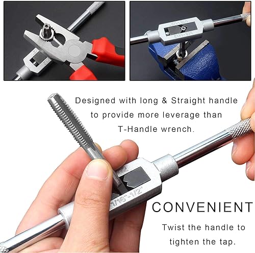 Miniatura 5 de Juego de 8 grifos de rosca métrica juego de llaves de grifo ajustables con rosca de mano M3-M12 para carpintería y reparación de maquinaria