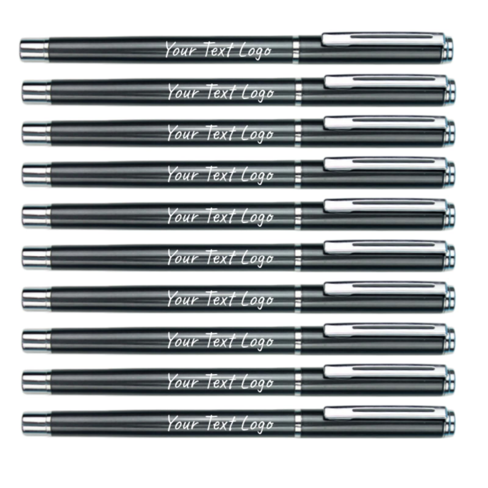 Up to 100Pcs Personalised Gel Ink Rollerball Pens Bulk - Roller Ball Pen Refillable - Custom Logo Nice Pens for Business and Office Supplies - Fine Line, Luxury Pen men&women (Grey, Pack of 100)