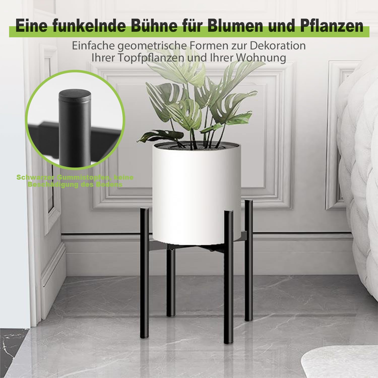 Blumenständer Schwarz Pflanzenständer Verstellbar,Metall Pflanzenregal Blumenhocker für Draußen Innen,Pflanzenhocker Pflanzenregal für Balkon,Garten Usw