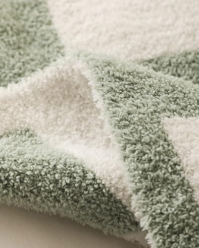 Miniatura 7 de Manta de punto de microfibra mullida de cuadros de ajedrez, súper suave y acogedora, ligera, para sofá y cama, cuadros escoceses, color verde