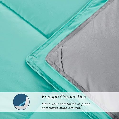 Miniatura 3 de Bedream Edredón reversible de 3 piezas con costuras en caja, color gris, tamaño individual, esponjoso, transpirable, sostenible, relleno de edredón