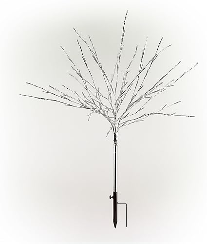 Miniatura 2 de Alpine Corporation Arbusto con cinta plateada con luces LED blancas cálidas, decoraciones navideñas para interiores y exteriores, para el hogar,