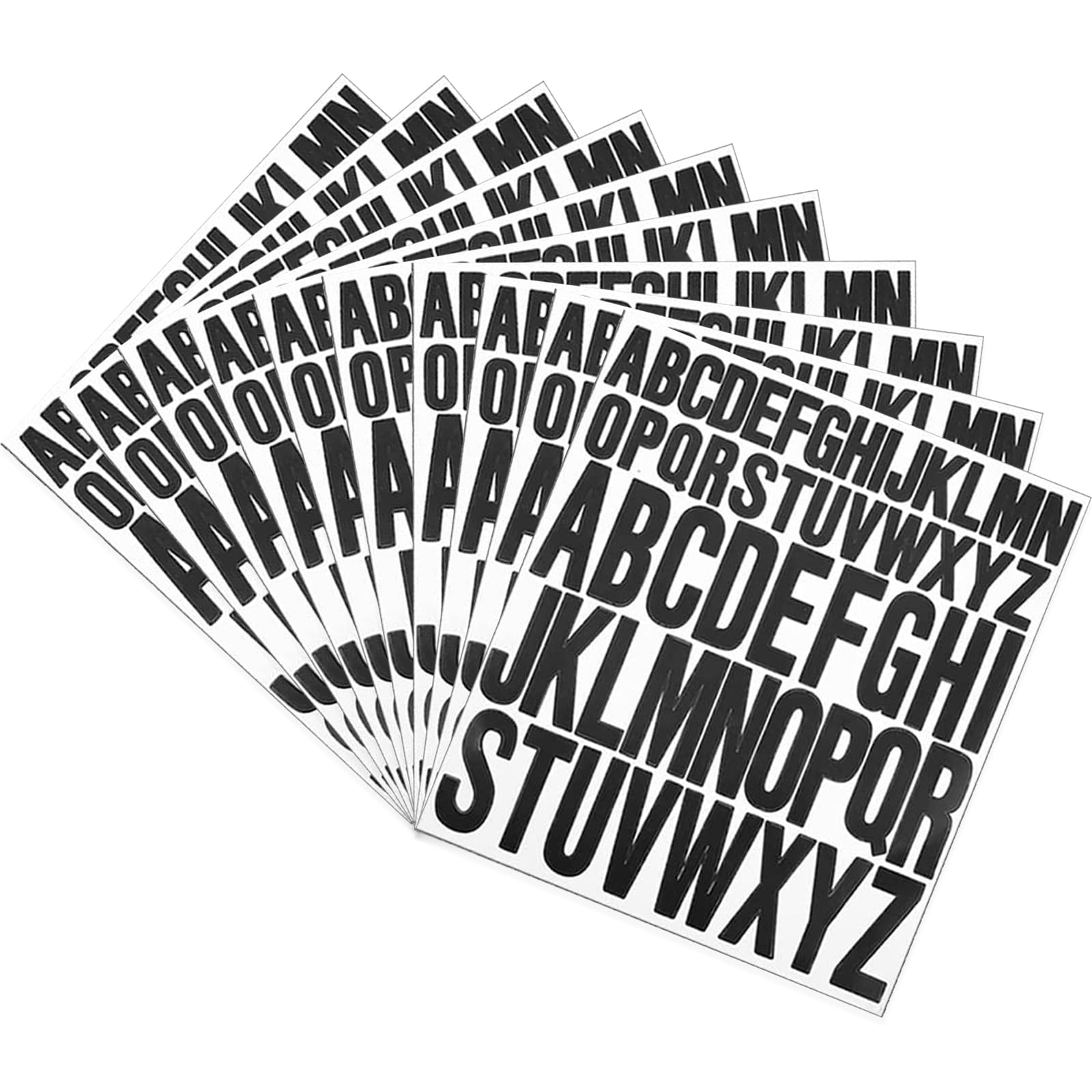 Pegatinas de Letras Mayúsculas Etiqueta Negra del Alfabeto - 10 Hojas de Pegatinas Autoadhesivas para Álbumes de Recortes, Letras Deco Nombre Etiqueta Etiqueta de Texto para Manualidades Ventana Buzón