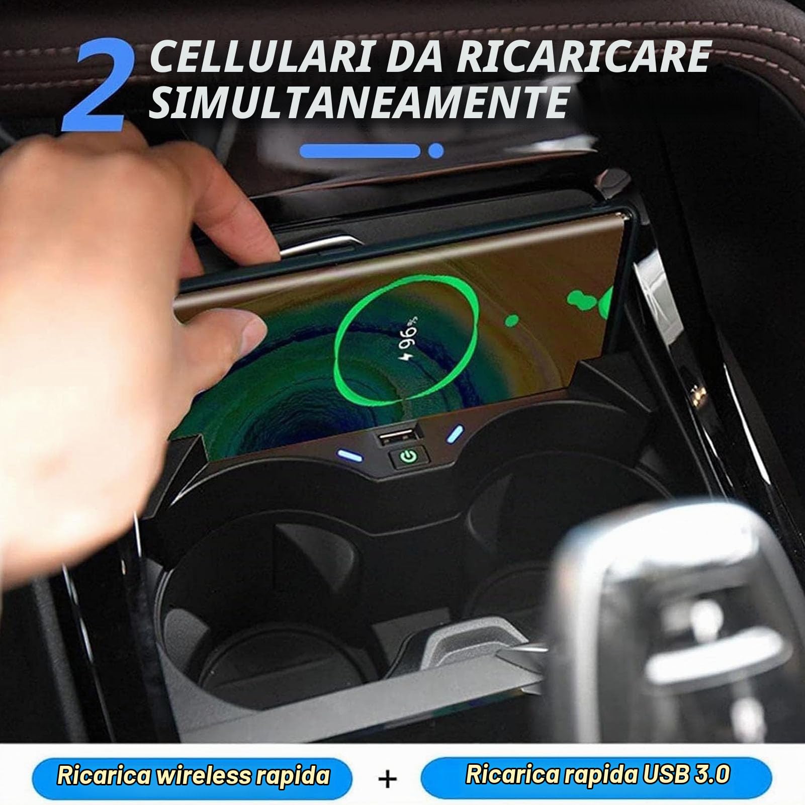 Caricabatteria da Auto Wireless per BMW X1 2020 2021 2022 Pannello Accessori Console Centrale,Caricabatterie per Telefono A Ricarica Rapida Qi da 15 W per Qualsiasi Telefono Abilitato Qi