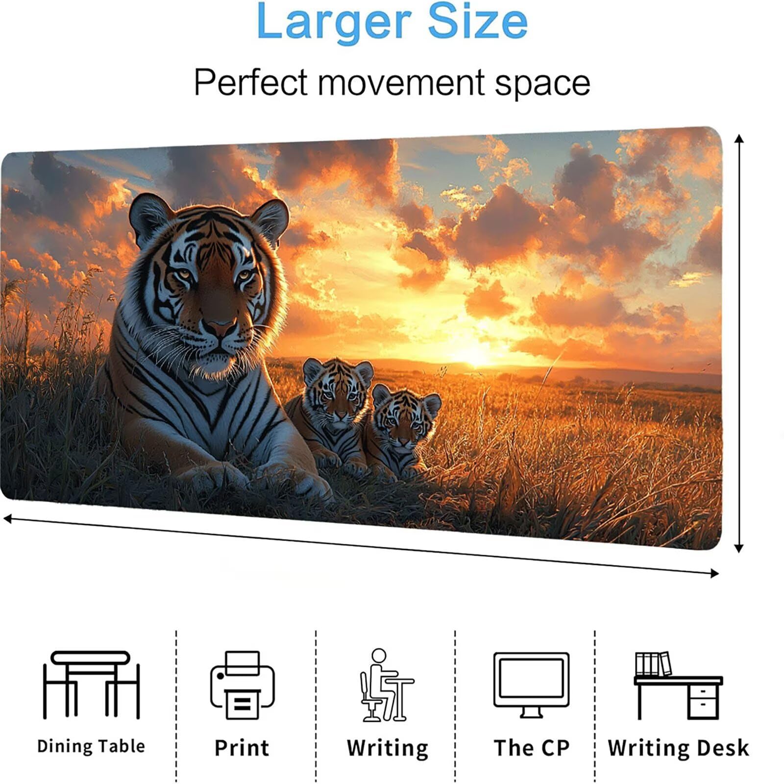 Podkładka pod mysz zwierzęcą matowa, podkładka pod mysz do gier XXL 1200 x 600 x 5 mm, podkładka na biurko dla graczy, bardzo duża bezszwowa mata na stół dla graczy, antypoślizgowa podstawa,