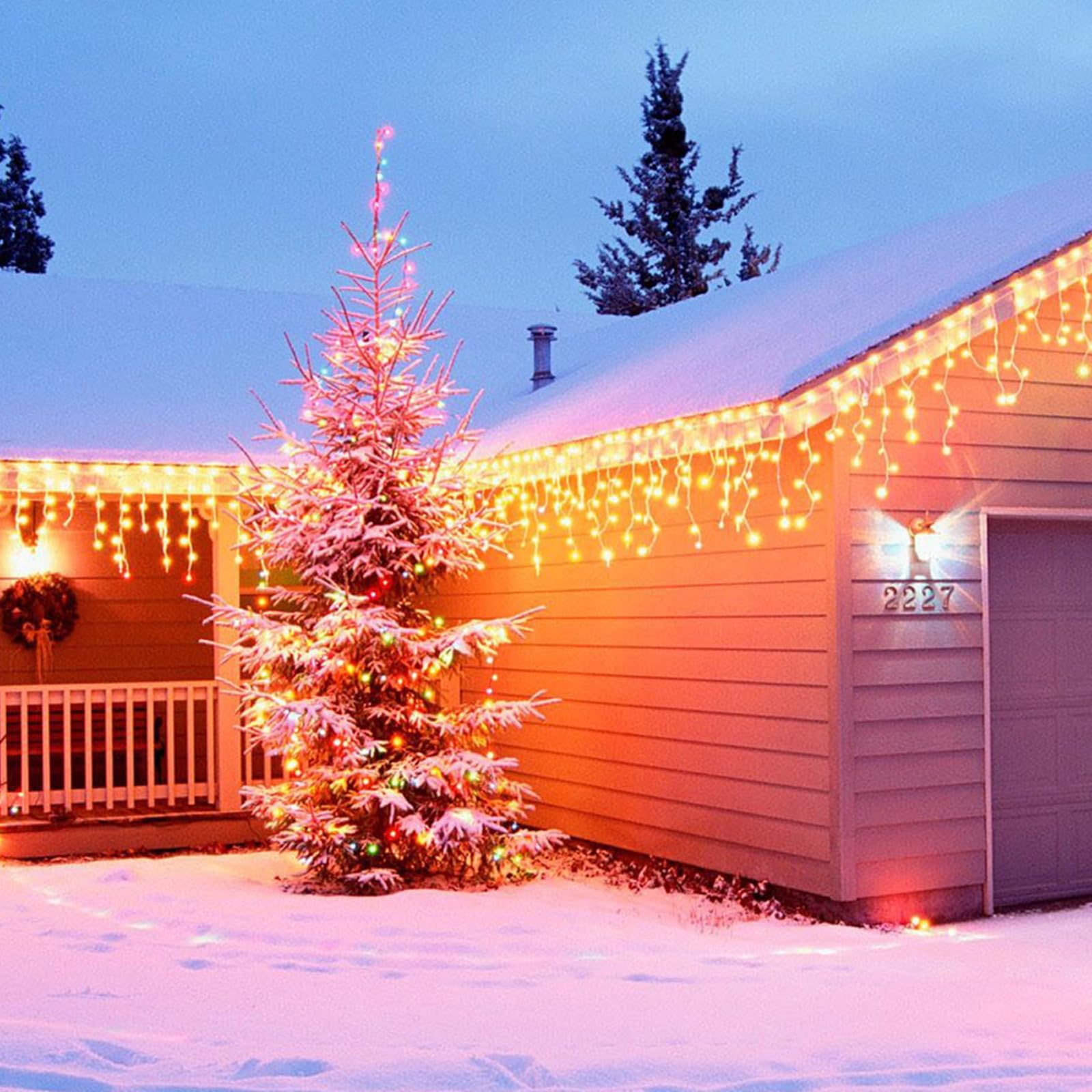 PhilzOps Eisregen Lichterkette Außen Warmweiß, 35M 1000 LED Weihnachtsbeleuchtung Eiszapfen mit Timer 8 Modi Wasserdicht Strombetrieben Lichtervorhang für Weihnachten Dachkante Schlafzimmer Balkon
