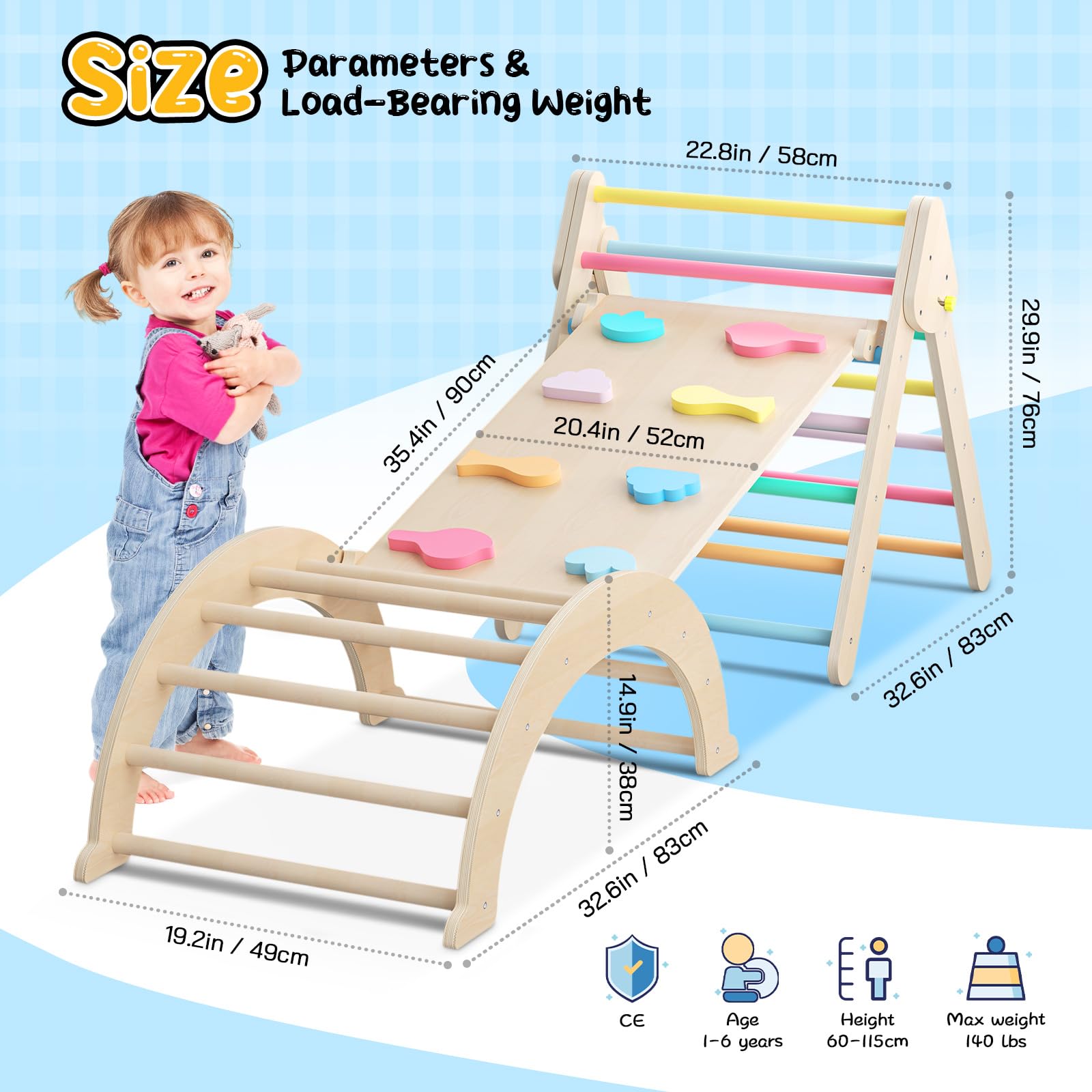 nmoiww Struttura da Arrampicata per Bambini 9 in 1, Scala da Arrampicata in Legno per Bambini con Cuscino Accogliente, Palestra da Gioco Montessori per Interni (Dinosauro verde-9 in 1)