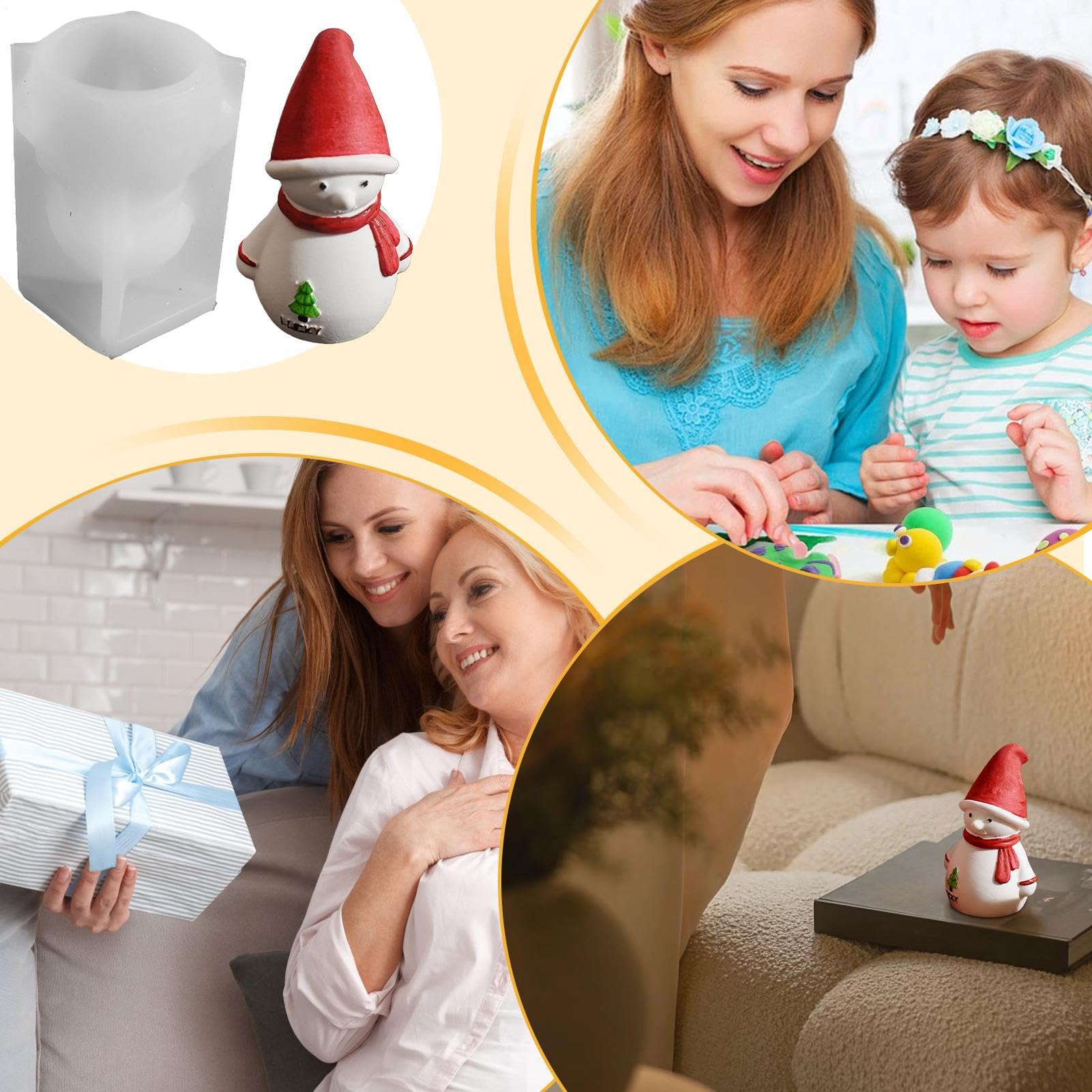 ni Natalizi 3D Antiaderenti Colata Babbo Natale E Pupazzo Di Neve | Per Sapone Natalizi per lavoretti fai da te di Halloween e decorazioni per la casa e la scrivania