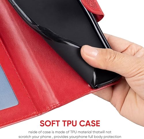 Miniatura 5 de Funda para iPhone XR, Apple XR Wallet Case con protector de pantalla de vidrio templado, mandala en relieve de cuero con tapa para tarjeta de