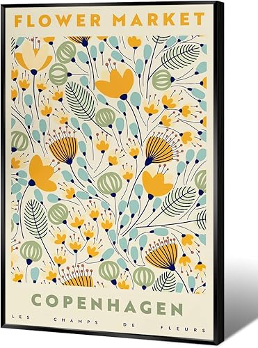 Póster de mercado de flores coloridas para habitación, estética, lienzo floral de Copenhague, arte para pared, hojas botánicas, pintura abstracta